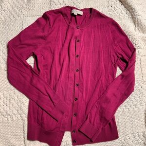 Loft Dark Pink Button Up Cardigan